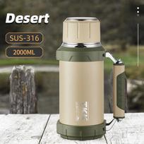 TKK 2000 ml SUS-316 didelės talpos nerūdijančio plieno termosas, nešiojamasis termosas, izoliuotas vakuuminis stiklainis su virviniu termo buteliu 2000ml