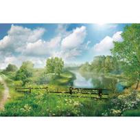 Žalias pavasario medis, upės fonas, natūrali gėlė, žolė, peizažas, fotostudijos fonas, šventinis dekoras, fotografijos rekvizitai 120x80cm