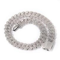 16 mm Kubos Link grandinės karoliai Prabangūs Majamio Kubos grandinėlė vyrams Baguette kubinio cirkonio karoliai Hip Hop papuošalai 16in necklace sidabras