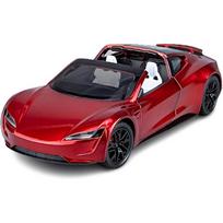 1/24 „Tesla Roadster Diecast“ žaislinis automobilis, lengvojo lydinio automobilio modelis, traukiamos transporto priemonės su šviesa, „Roadster“ modelio automobilio žaislas vaikams gimtadienio dovana 1/24-Size:19.7*8*5.3cm raudona