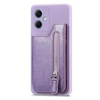 Madingas užtrauktuko piniginės dėklas, skirtas Xiaomi Poco X6 Pro M6 C65 X5 X4 X3 M4 M3 Pro F5 X5 M5 F3 F4 Xiaomi 11T 12T odinis galinis dangtelis For Poco X5 violetinė