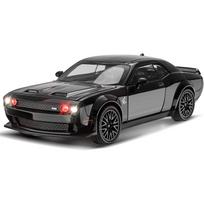 1/32 mastelio Dodge Hellcat Challenger liejamas metalinis atitraukiamas modelis Hellcat su garsu ir šviesa Hellcat automobilio žaislas dovanos vaikams nuo 3 metų juoda