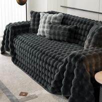 Lengvo prabangaus stiliaus triušio pliušinis sofos užvalkalas Žieminis sustorėjęs burbulinis aksominis sofos rankšluostis Vienspalvis sofos užvalkalas 180*130cm