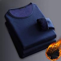 Žieminiai vyriški marškinėliai ilgomis rankovėmis Thermal Underwer Vilnoniai apatiniai marškinėliai su apvalia kakle marškinėliai Fashion Plus Velvet paminkštinti marškinėliai M 40-50KG tamsiai mėlyna spalva