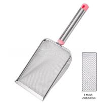 Nerūdijančio plieno smulkaus tinklelio kačių kraiko semtukas Lengvai valomas Nelipnus kastuvas ropliams smėliui Efektyvus Patvarus kraiko semtukas 2.8X2.8mm rožinė