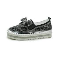 mada Mada Kalnų krištolai Moteriški Batai Moteriški Blizgantys Kalnų krištoliniai Slip-On Loafers Bowknot Lazy Casual Plataforma Mujer 35 juoda