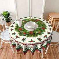 Kalėdinė apvali staltiesė Kalėdų Senelis Sniego senelis Staltiesė Linksmų Kalėdų papuošimai namų Kalėdų Naujųjų Metų dekoravimui Round 152cm*152cm