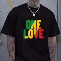 Viena meilė Rasta Jamaikietiško Reggae stiliaus vyriški marškinėliai Vasaros kasdieniai vyriški marškinėliai Lauko gatvės mados vyriškas trumpomis rankovėmis viršutinis drabužis XS juoda