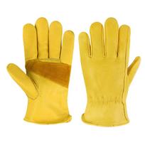 1 pora odinių darbo pirštinių vyrams, geltonos, karvės odos, sunkioms sąlygoms, apsauginės, vairuotojo, darbo, suvirinimo, mechaniko pirštinės S yellow