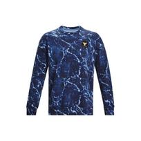 Under Armour Project Rock Rival Printed Fleece Crew Sweatshirt Men sweatshirts Midnight-Deep-Blue 1380119-410 L