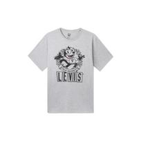 Levis X Felixas Katė Animacinis Logotipo Spaudinys Apvalia Kaklo Marškinėliai Vyriški Viršutiniai Drabužiai Pilki A1313-0000 XL