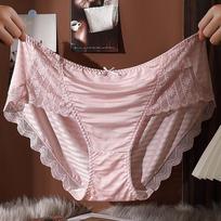 Prabangios didelių dydžių kelnaitės moterims, apatinis trikotažas, seksualių nėrinių ir raštų derinys, vidutinio aukščio, pakeliančios, didelių dydžių kelnaitės, moteriškos XL rožinė