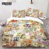 Spalvingas Pinigų Patalynės Komplektas JAV Dolerio Banknotai Antklodės Užvalkalų Komplektas 3D Spausdinimo Antklodės Užvalkalas Su Pagalvių Užvalkalais Miegamojo Dekoras EU single(135x200cm)