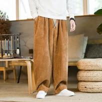 Negabaritinės kelnės, tradicinės, paprastos rudeninės plačios kelnės Harajuku velvetas Streetwear tiesios kelnės vyriškos elastinės juosmens laisvos L auksas