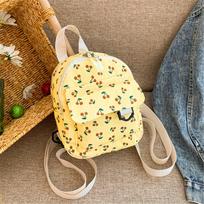 Mielas velvettinis vaikiškas mini kuprinukas su vyšnių raštu, velvettinė laisvalaikio rankinė, kuprinukas darželiui berniukams, mergaitėms geltona