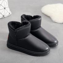 Vyriški vandeniui atsparūs odiniai žieminiai batai: Neslystantis, Šiltas, Storas Velvetas, Patogi Medvilnė storapadžio dizaine. Size 42 juoda
