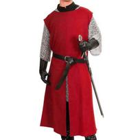 Viduramžių Helovino riterio tabardas Cosplay kostiumas Vikingų berankovė raudona tunika Siuvinys Liūto širdies karys Suknelė Renesanso LARP S raudona
