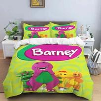 Barney draugai Mielas animacinis patalynės komplektas Dinzaurų raštas Antklodės užvalkalas Pagalvės užvalkalas berniukų Miegamojo Dvigubo King dydžio pledas Dovana 135X200cm-2pcs