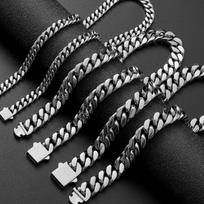 Aukštos kokybės titano plieno Kubos grandinės karoliai su kvadratine sagtimi – unisex hiphopo papuošalai Bracelet 21cm