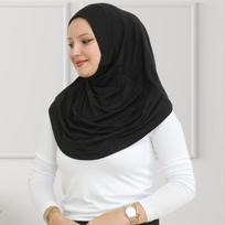 Paprastas paruoštas dėvėti hidžabas moterims, musulmoniški momentiniai turbanai, minkštas trikotažinis šalikas, islamietiški drabužiai, ilgi hidžabai, abaja juoda