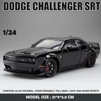 1:24 Dodge Challenger SRT Hellcat lydinio raumeninio automobilio modelis Lietaus metalo sportinio automobilio papuošalai Transporto priemonės modelio garsas ir lengvas vaikiškas žaislas berniukui, dovana juoda