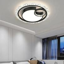 Modernūs apvalūs LED kuklūs lubiniai šviestuvai miegamajam, virtuvei, auksiniai krištoliniai sietynai, darbo kambariui, vonios kambariui, lubinis sietynas Diameter -40cm juoda