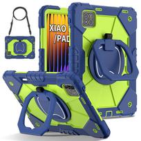 „Xiaomi Pad 7“ / „Xiaomi Pad 7 Pro“. 360° besisukanti rankena, tvirtas apsauginis stovas, TPU + PC 3in1 smūgiams atsparus planšetinių kompiuterių dėklas. Xiaomi Pad 7 tamsiai mėlyna spalva
