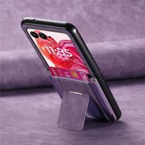Prabangi odinė kortelių dėtuvė Stovas Laikiklis Sulankstomas dėklas Motorola Razr 60 50 Ultra 40 Kietas PC Smūgiams atsparus Matinis 2 vnt. telefono dėklas Motorola Razr 60 violetinė