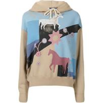 Polo Ralph Lauren FW21 Pattern Printed Fleece Pullover Hoodie Women hoodies Brown 211843242-001 L