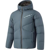 Li Ning Fitness Series Water-Resistant Infrared Thermal Letter Casual Versatile Hooded Zipper Short Winter Down Jacket Men Jackets Dark-Blue AYMU079-3 2XL gray