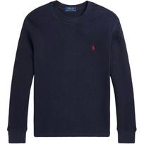 Polo Ralph Lauren FW24 Solid Color Crew Neck Pony Logo Long Sleeve T-Shirt Kids T-Shirts Navy-Blue 323920629-007 L