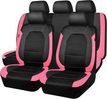 Automobilinės kėdutės dangtelio laikiklis: PU oda ir dirbtinė oda su sumuštinio dygsniu - Tinka Europos, JAV ir Artimųjų Rytų rinkoms 2-piece set (front single seat) rožinė