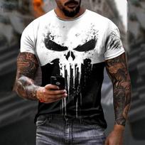 Vyriški marškinėliai 3D spausdinimas Karinis Patriotinis Kaukolė Apvalia Kaklo Marškinėliai Marškinėliai Trumpomis Rankovėmis T-shirt Sportinė Apranga Vyriški Drabužiai Viršus S
