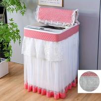 1PC Drum Washing Machine Washable Embroidery Universal Dustproof Cover Protective Sleeve Fibre Cover Fully Automatic Machine D tamsiai rausva spalva