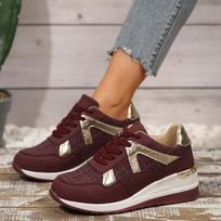 Low-Top Running Shoes Women Casual Sport Sneakers Lightweight Comfortable Fashion Retro Style Slow Run Shoes Breathable Mesh 37 vyno raudonos spalvos