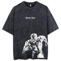 Vyriški plauti anime Attack On Titan marškinėliai hip hop gatvės drabužiai grafinis spaudinys dideli marškinėliai trumpomis rankovėmis medvilniniai laisvi vintažiniai viršūnės M