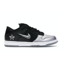 Supreme x Nike Dunk SB Low QS Metalinio Sidabro Unisex Sportbačiai Juodi CK3480-001 36