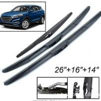 Hyundai Tucson TL MK3 Valytuvų šluotelės priekiniam/galiniam stiklui (2017–2020 m) Front Wipers Pair + Rear Wiper Single gray