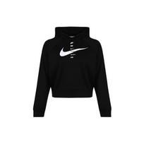 Nike Sportswear Swoosh logotipu margintas džemperis su gobtuvu moteriškas džemperis juodas CU5677-011 S