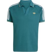 Adidas Originals vaflinis raštas Retro dryžuoti trumpomis rankovėmis polo marškinėliai Vyriški polo marškinėliai Detective-Green Light-Orange-Yellow White KC0691 XS