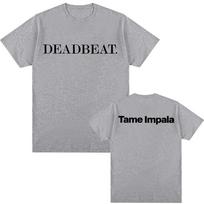 Tame Impala - Deadbeat marškinėliai trumpomis rankovėmis, 100% medvilnės vasariniai marškinėliai, dainininko stiliaus, O formos iškirpte, aukštos kokybės viršutiniai drabužiai. XS pilka spalva