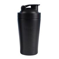 Nerūdijančio plieno baltymų plaktuvas sporto salei, fitnesui, kokteiliams, 500 ml / 750 ml, nešiojamas maišymo butelis su plieniniu rutuliuku ir skale 500ML juoda