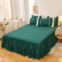 Ruffled Bed Skirt: Non-Slip One-Piece Dust Cover for Girls, Sizes 1.5 & 1.8 120x200cm Bed Skirt tamsiai žalia spalva