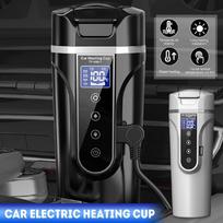 12V/24V Nerūdijančio plieno automobilinis šildomas puodelis Elektrinis vandens puodelis LCD ekranas Temperatūra Virdulys Kava Arbata Pienas Šildomas 450ml balta