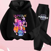 KPop Demonų medžiotojai Vaikų animacinis ilgomis rankovėmis džemperis su gobtuvu ir kelnės 2 dalių rinkinys Kūdikio mergaičių berniukų apranga Butiko drabužiai Kostiumas 120