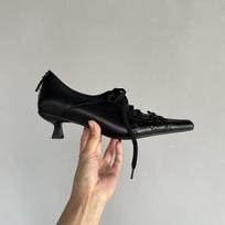 Madingi gotiški smailūs moteriški raganų batai Retro kvadratinė nosis plonas kulnas Madingi odiniai batai Ele dizainas žemas kulnas 35 juoda