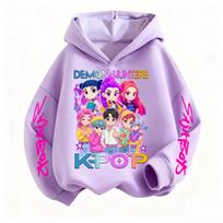 KPop Demon Hunters Sweatshirt Hooded Children Spring Autumn Clothes Rumi Mira Zoey Cartoon Anime Thin Girl Kids Long Sleeves 110