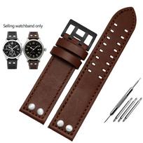 Originalios odos laikrodžio apyrankė Hamilton Khaki Aviation Field serijos vyriškam laikrodžiui Apyrankė su kniedėmis Dirželis Ruda 20mm 22mm 22mm