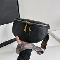 Elegantiškos reljefinio gėlių rašto juosmens krepšiai moterims, prabangus grandinėlės užtrauktukas, moteriškas juosmens krepšys, moteriškas kryžminis krūtinės krepšys KTY 24x8x15cm juoda