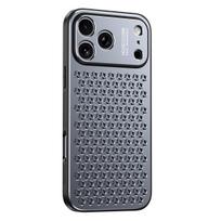 Aliuminio lydinio telefono dėklas iPhone 17 16 Pro Max 15 14 13 metalinis kvėpuojantis galinis dangtelis iPhone 13 pilka